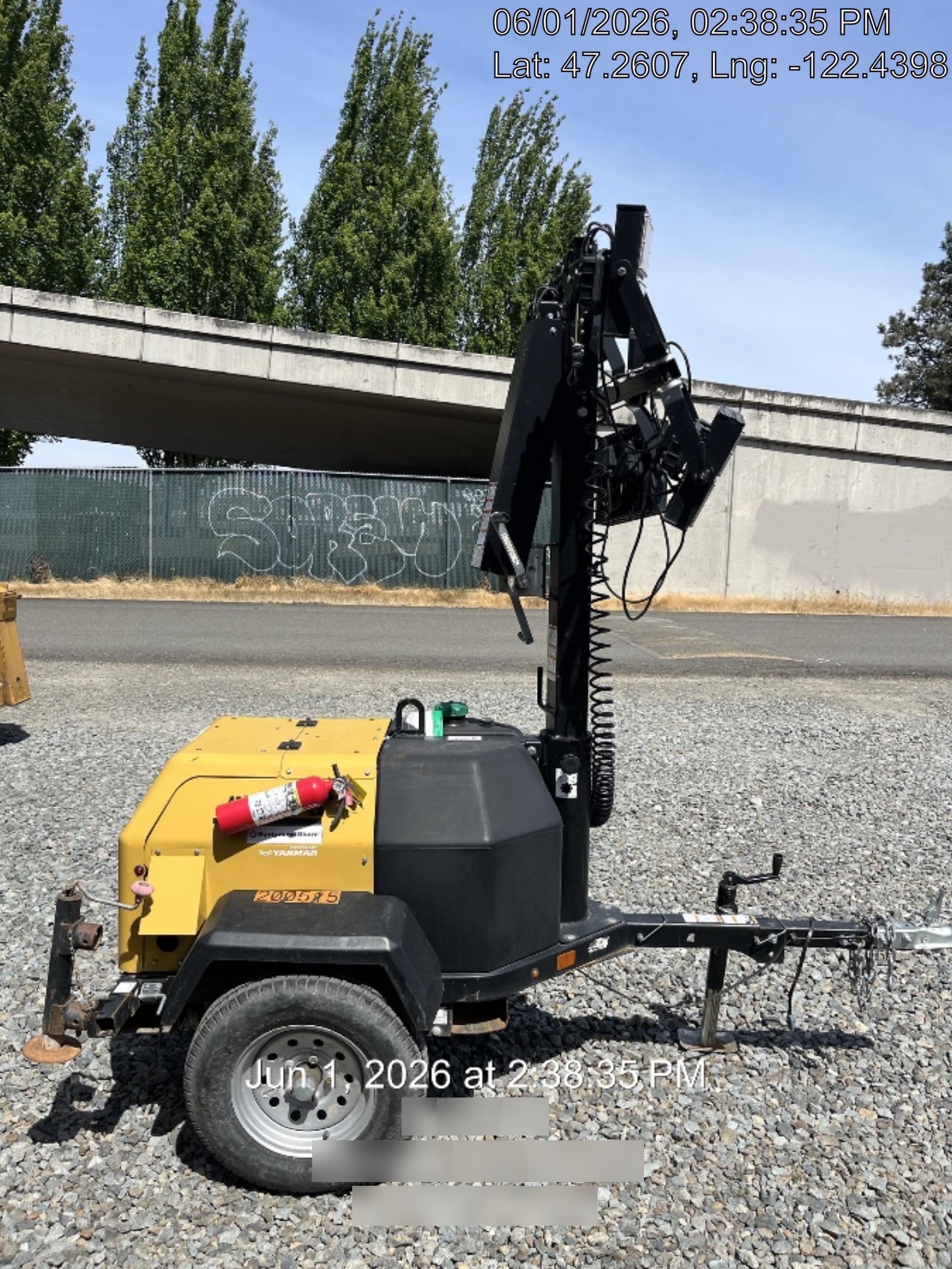 2022 Allmand NLV3GR (4) LED Light Fixture 350W, 23' Vertical Mast, 3kW Prime, Towable, Deep Sea L401, Leveling Jacks, Yanmar T4F 5.8hp