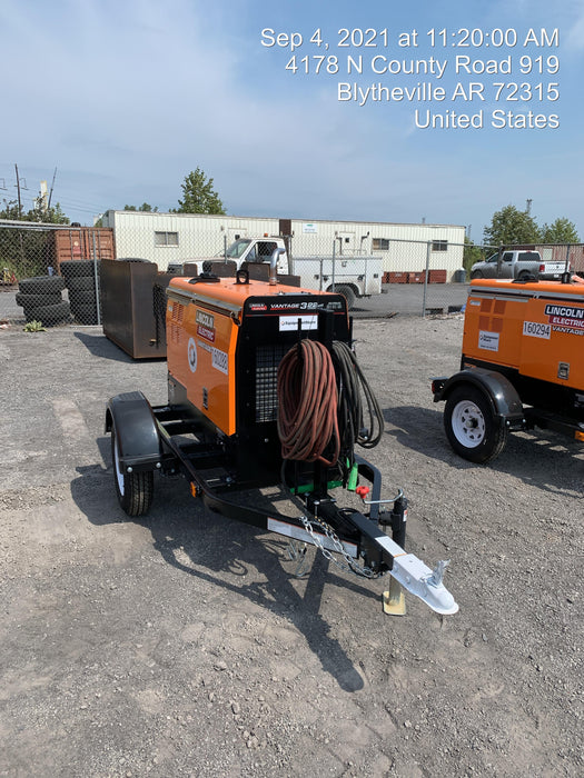 2021 Lincoln Electric Vantage 322 Vantage 322 Ready Pak 3 w/ Decals, ORANGE (includes trailer, cable rack, fender light kit) NO Telematics