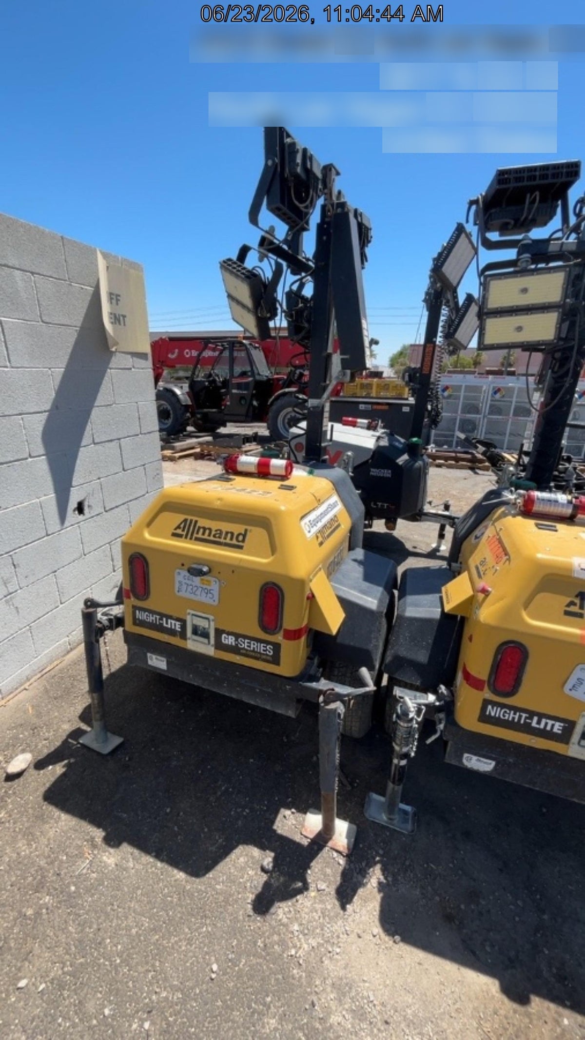 2021 Allmand NLV3GR (4) LED Light Fixture 350W, 23' Vertical Mast, 3kW Prime, Towable, Deep Sea L401, Leveling Jacks, Yanmar T4F 5.8hp