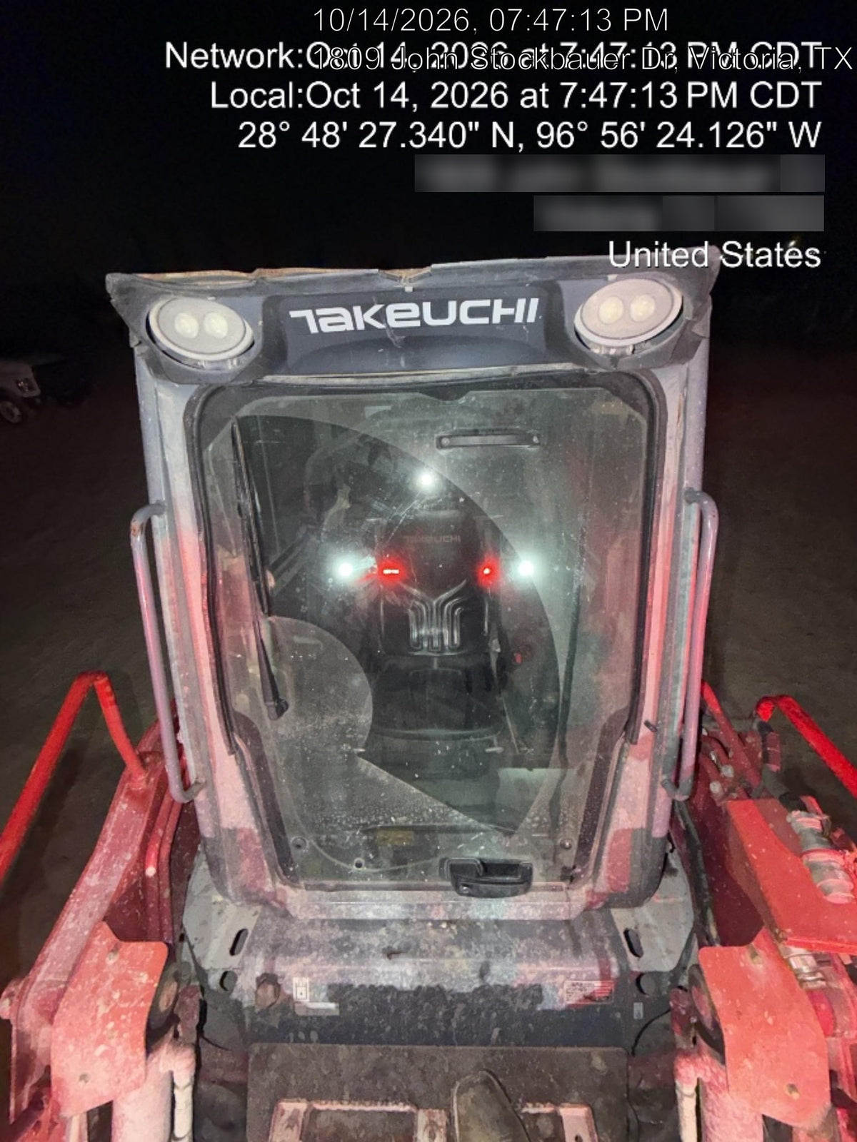 2019 Takeuchi TL10V2-CR Cab/Heat/AC, Rubber Tracks, Backup Alarm, Front & rear working Lights, Auxiliary Hydraulics, 2 Speed Travel, Engine Monitoring System, Hydraulic universal quick hitch w/76" HD smooth dirt bucket with bolt-on edge, 20.3 cubic feet capacity, 48" Pallet forks and frame