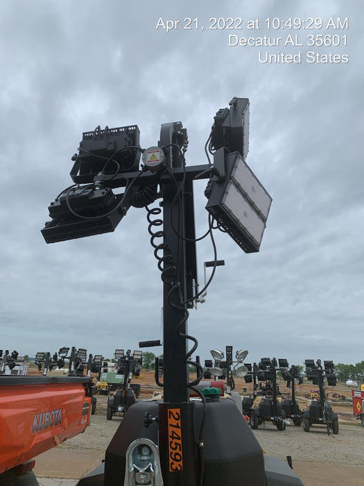 2022 Allmand NLV3GR (4) LED Light Fixture 350W, 23' Vertical Mast, 3kW Prime, Towable, Deep Sea L401, Leveling Jacks, Yanmar T4F 5.8hp