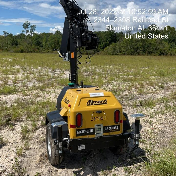 2022 Allmand NLV3GR (4) LED Light Fixture 350W, 23' Vertical Mast, 3kW Prime, Towable, Deep Sea L401, Leveling Jacks, Yanmar T4F 5.8hp