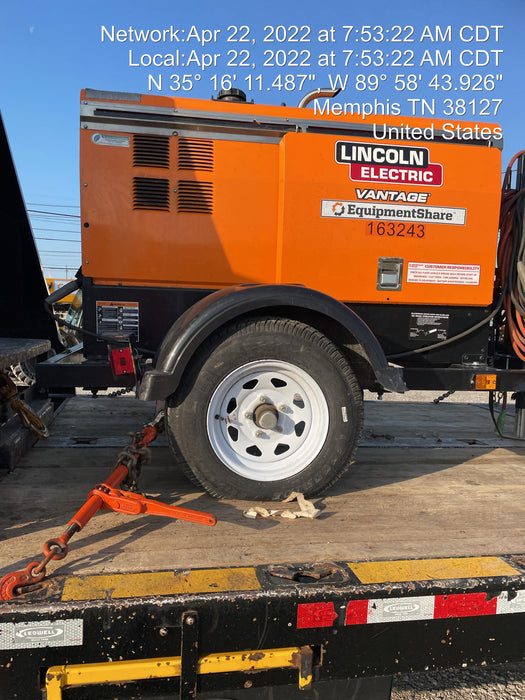 2021 Lincoln Electric Vantage 322 Vantage 322 Ready Pak 3 w/ Decals, ORANGE (includes trailer, cable rack, fender light kit) NO Telematics