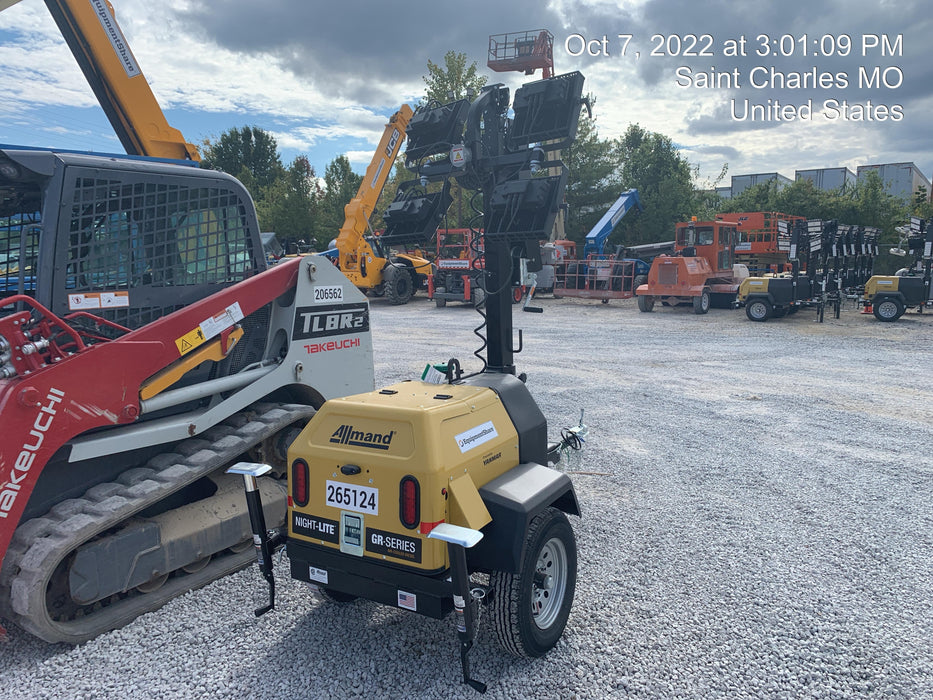 2022 Allmand NLV3GR (4) LED Light Fixture 350W, 23' Vertical Mast, 3kW Prime, Towable, ES Decals, T3