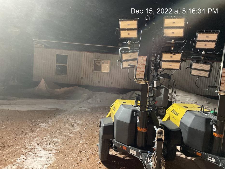 2022 Allmand NLV3GR (4) LED Light Fixture 350W, 23' Vertical Mast, 3kW Prime, Towable, ES Decals, T3