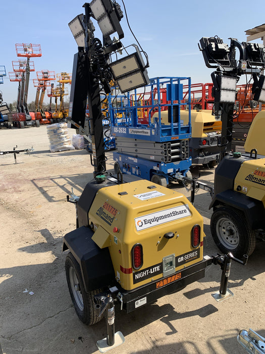 2022 Allmand NLV3GR (4) LED Light Fixture 350W, 23' Vertical Mast, 3kW Prime, Towable, Deep Sea L401, Leveling Jacks, Yanmar T4F 5.8hp