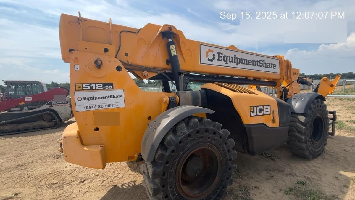 2018 JCB 512-56 JCB 512-56 Telehandler 74 HP w/CAB/HVAC, Beacon, Worklights, Semi Solids Tires, 72" Carriage/Forks