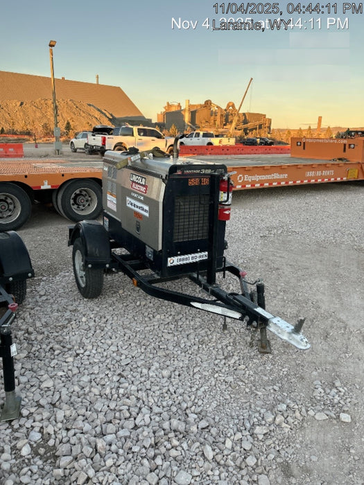 2019 Lincoln Electric Vantage 322 Welder Ready-Pak 3, Two wheel trailer, Fender and Light kit, Cable Rack
