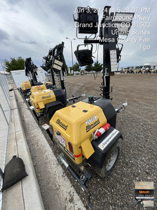 2022 Allmand NLV3GR (4) LED Light Fixture 350W, 23' Vertical Mast, 3kW Prime, Towable, ES Decals, T3