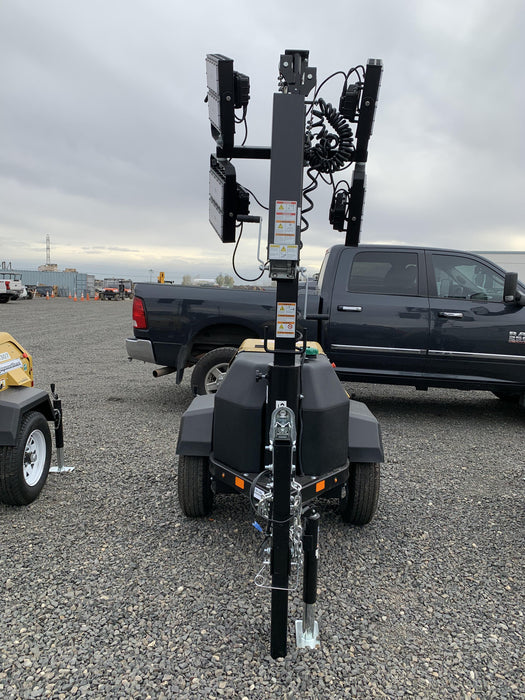 Allmand NLV3GR (4) LED Light Fixture 350W, 23' Vertical Mast, 3kW Prime, Towable, Deep Sea L401, Leveling Jacks, Yanmar T4F 5.8hp