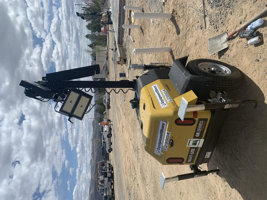 2021 Allmand NLV3GR (4) LED Light Fixture 350W, 23' Vertical Mast, 3kW Prime, Towable, Deep Sea L401, Leveling Jacks, Yanmar T4F 5.8hp