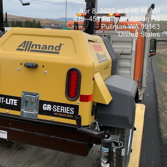 2021 Allmand NLV3GR (4) LED Light Fixture 350W, 23' Vertical Mast, 3kW Prime, Towable, Deep Sea L401, Leveling Jacks, Yanmar T4F 5.8hp