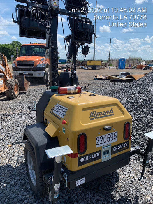 2022 Allmand NLV3GR (4) LED Light Fixture 350W, 23' Vertical Mast, 3kW Prime, Towable, Deep Sea L401, Leveling Jacks, Yanmar T4F 5.8hp