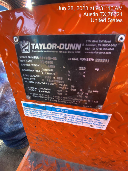 2022 TAYLOR DUNN R-380