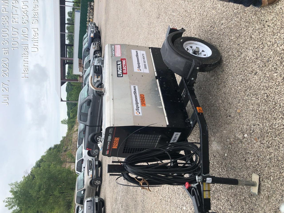 2019 Lincoln Electric Vantage 322 Welder Ready-Pak 3, Two wheel trailer, Fender and Light kit, Cable Rack