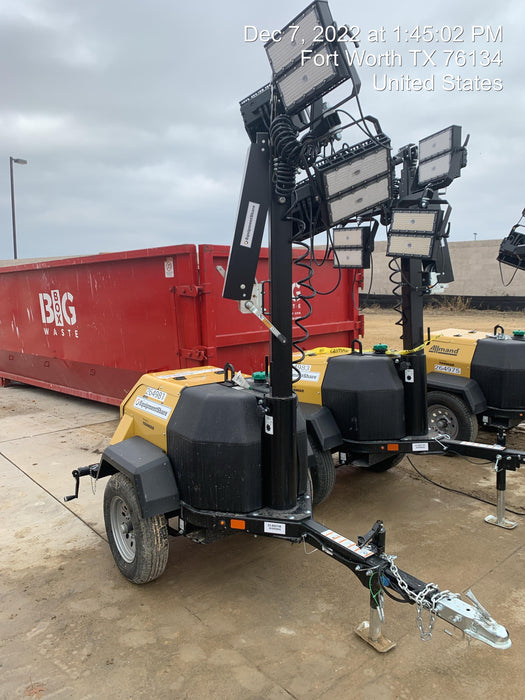 2022 Allmand NLV3GR (4) LED Light Fixture 350W, 23' Vertical Mast, 3kW Prime, Towable, ES Decals, T3