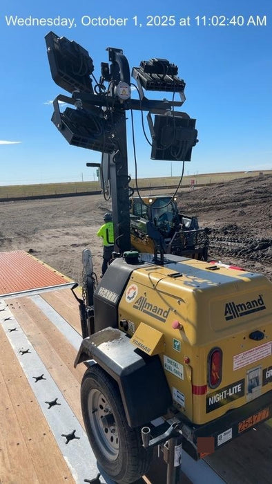 2022 Allmand NLV3GR (4) LED Light Fixture 350W, 23' Vertical Mast, 3kW Prime, Towable, ES Decals, T3