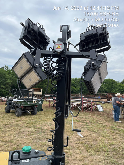 2022 Allmand NLV3GR (4) LED Light Fixture 350W, 23' Vertical Mast, 3kW Prime, Towable, ES Decals, T3