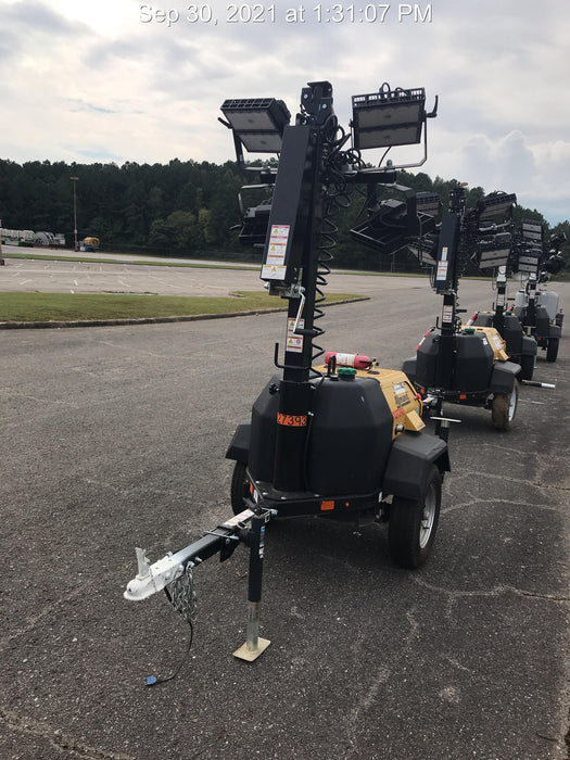 2021 Allmand NLV3GR (4) LED Light Fixture 350W, 23' Vertical Mast, 3kW Prime, Towable, Deep Sea L401, Leveling Jacks, Yanmar T4F 5.8hp