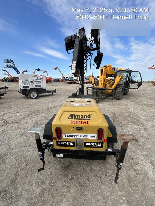 2022 Allmand NLV3GR (4) LED Light Fixture 350W, 23' Vertical Mast, 3kW Prime, Towable, Deep Sea L401, Leveling Jacks, Yanmar T4F 5.8hp