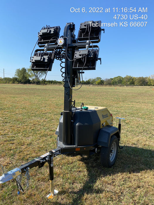 2022 Allmand NLV3GR (4) LED Light Fixture 350W, 23' Vertical Mast, 3kW Prime, Towable, ES Decals, T3
