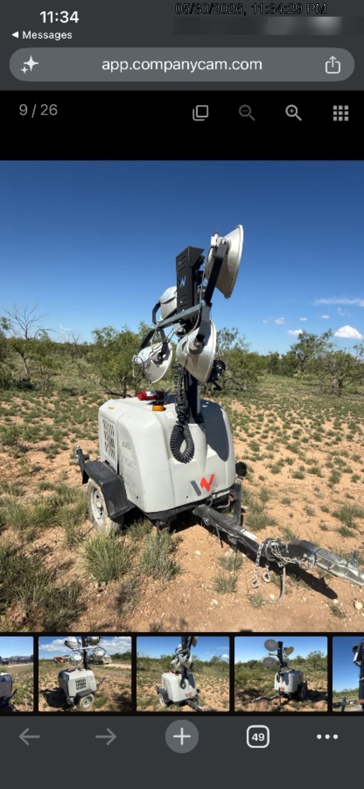 2018 Wacker Neuson LTV6L-MH Wacker Neuson LTV6L Mobile Light Tower w/Fuel Level Sensor Installed