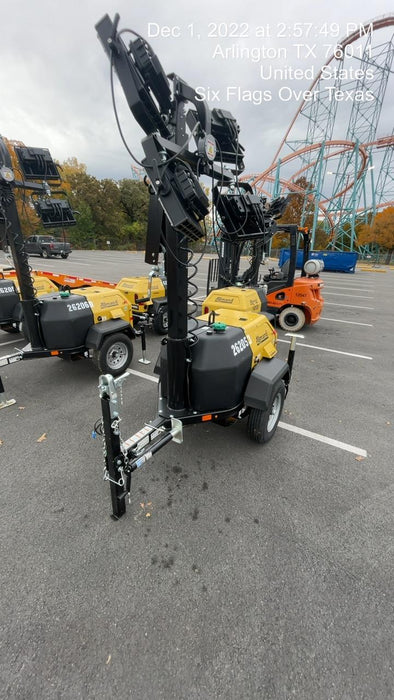 2022 Allmand NLV3GR (4) LED Light Fixture 350W, 23' Vertical Mast, 3kW Prime, Towable, ES Decals, T3