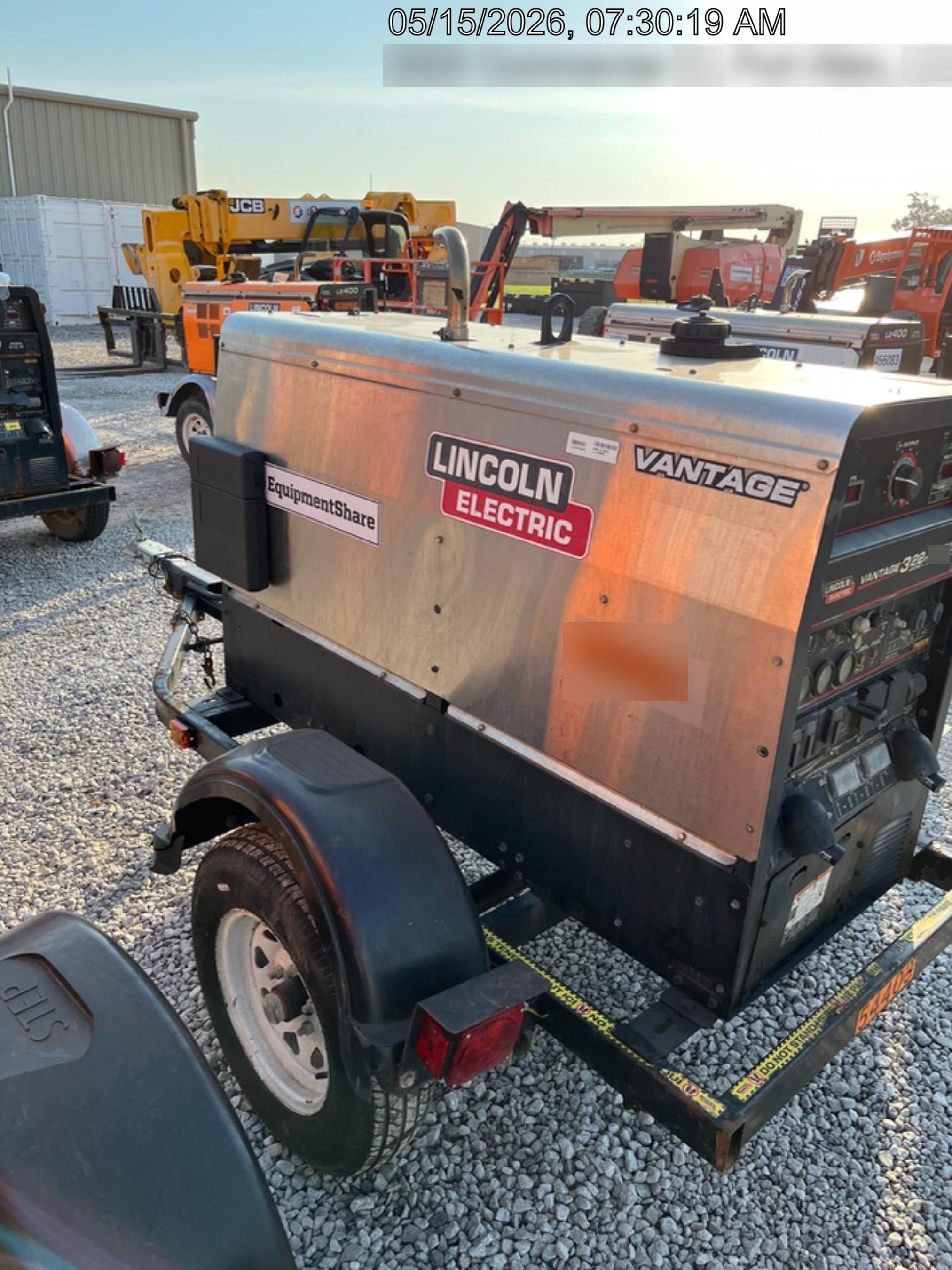 2019 Lincoln Electric Vantage 322 Ready-Pak 3, Two Wheel Trailer, Fender and Light Kit, Cable Rack