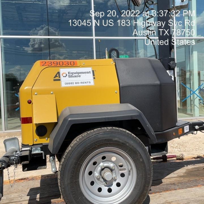 2022 Allmand NLV3GR (4) LED Light Fixture 350W, 23' Vertical Mast, 3kW Prime, Towable, Deep Sea L401, Leveling Jacks, Yanmar T4F 5.8hp