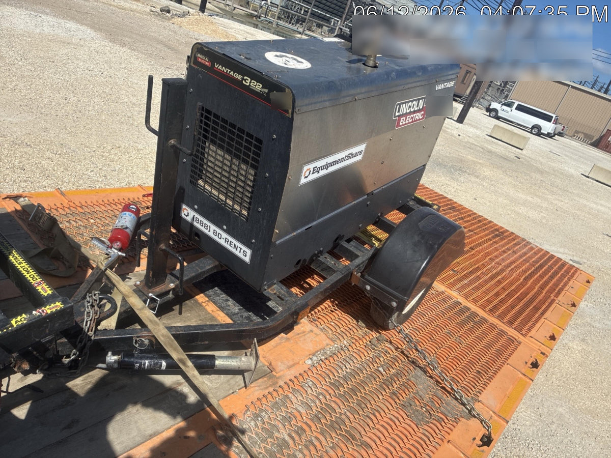 2019 Lincoln Electric Vantage 322 Ready-Pak 3, Two Wheel Trailer, Fender and Light Kit, Cable Rack