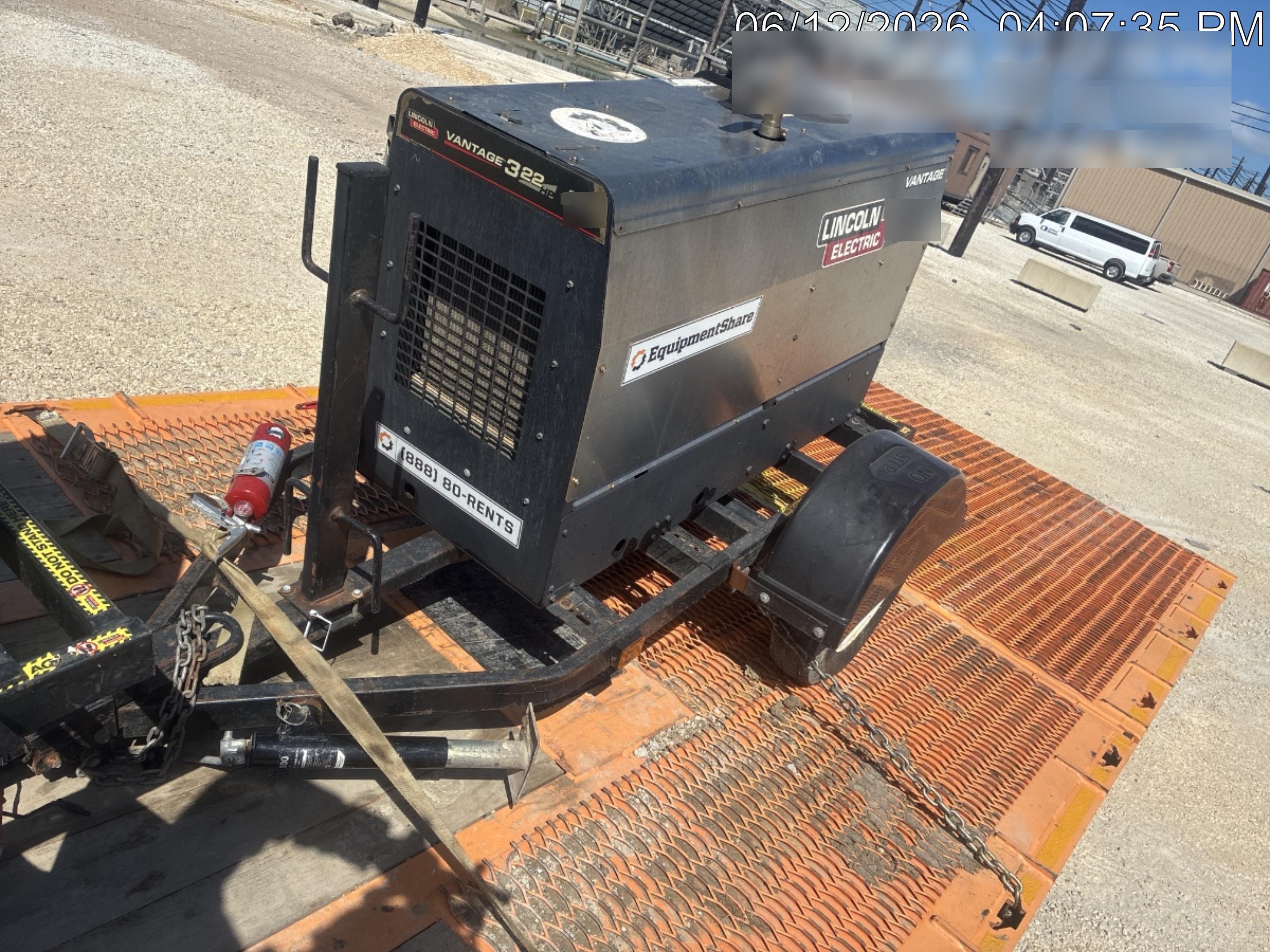 2019 Lincoln Electric Vantage 322 Ready-Pak 3, Two Wheel Trailer, Fender and Light Kit, Cable Rack