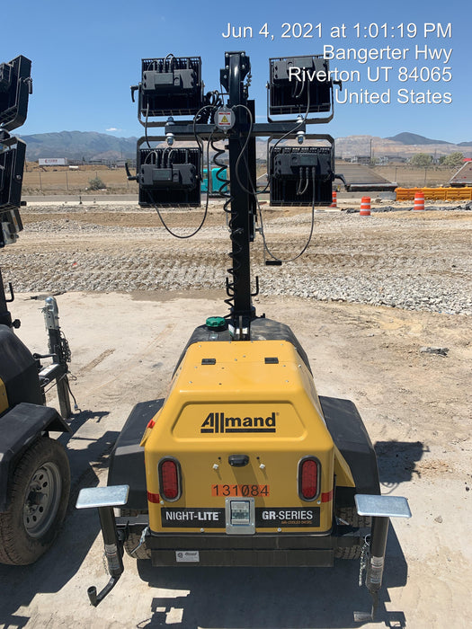 2021 Allmand NLV3GR (4) LED Light Fixture 350W, 23' Vertical Mast, 3kW Prime, Towable, Deep Sea L401, Leveling Jacks, Yanmar T4F 5.8hp