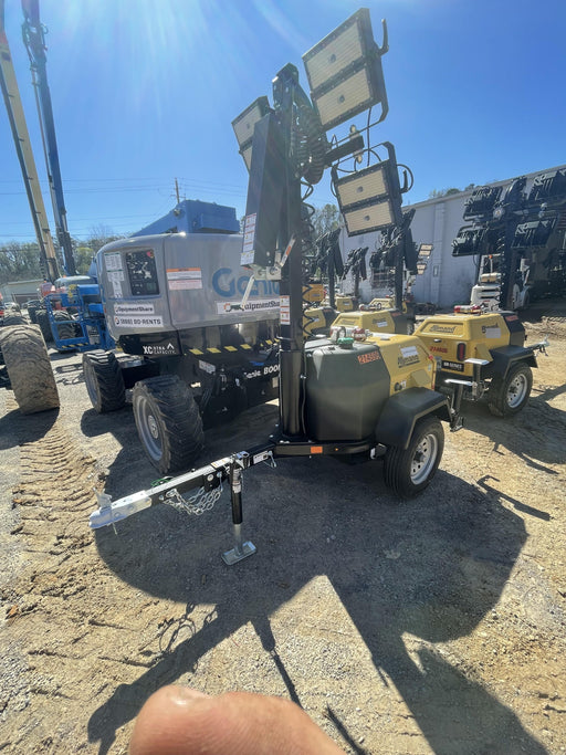 2022 Allmand NLV3GR (4) LED Light Fixture 350W, 23' Vertical Mast, 3kW Prime, Towable, Deep Sea L401, Leveling Jacks, Yanmar T4F 5.8hp