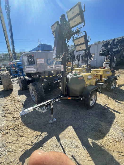 2022 Allmand NLV3GR (4) LED Light Fixture 350W, 23' Vertical Mast, 3kW Prime, Towable, Deep Sea L401, Leveling Jacks, Yanmar T4F 5.8hp