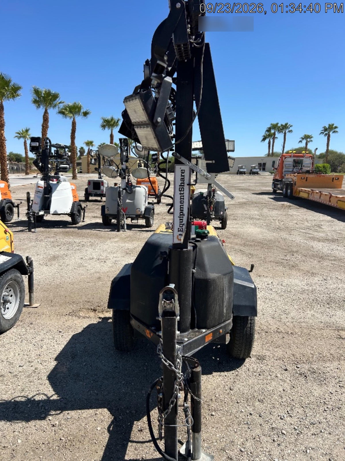 2022 Allmand NLV3GR (4) LED Light Fixture 350W, 23' Vertical Mast, 3kW Prime, Towable, ES Decals, T3