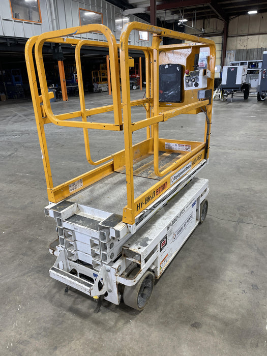 Custom Equipment HB-1430 <ul>
 <li>Hy-Brid Scissor Lift</li>
  <li>Platform capacity up to 670 lbs.</li>
  <li>Working height up to 20 ft</li>
  <li>Weighs under 1,700 lbs.</li>
  <li>Non-marking wheels </li>
</ul>