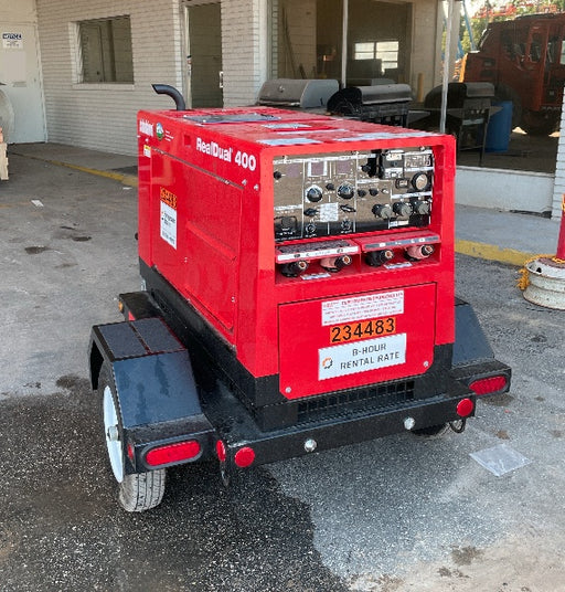 2022 Shindaiwa DGW400MDL Kubota D902 Engine, 23 HP, Dual Op Welder, Wire, Arc, Droop Stick, Tig, and CC Stick Functionality, Simulphase, 3 Phase and 1 Phase Gen Output, Single Axle NB Trlr, Slr Trckl Chrg 12V 12W, Fire Ext