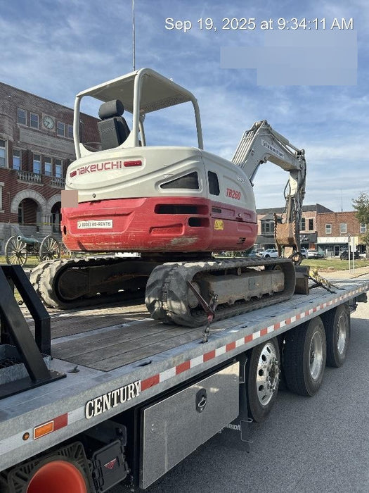 2019 Takeuchi TB260 Takeuchi TB260 Canopy w/Rubber Tracks, Auxiliary Hydraulics, Standard Blade, Manual QC, 12 / 18 / 24" Buckets, Hydraulic Thumb Installed