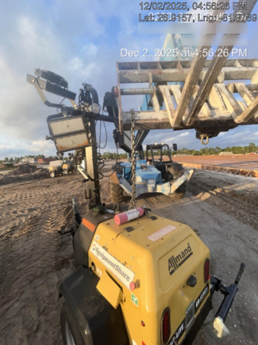 2022 Allmand NLV3GR (4) LED Light Fixture 350W, 23' Vertical Mast, 3kW Prime, Towable, Deep Sea L401, Leveling Jacks, Yanmar T4F 5.8hp