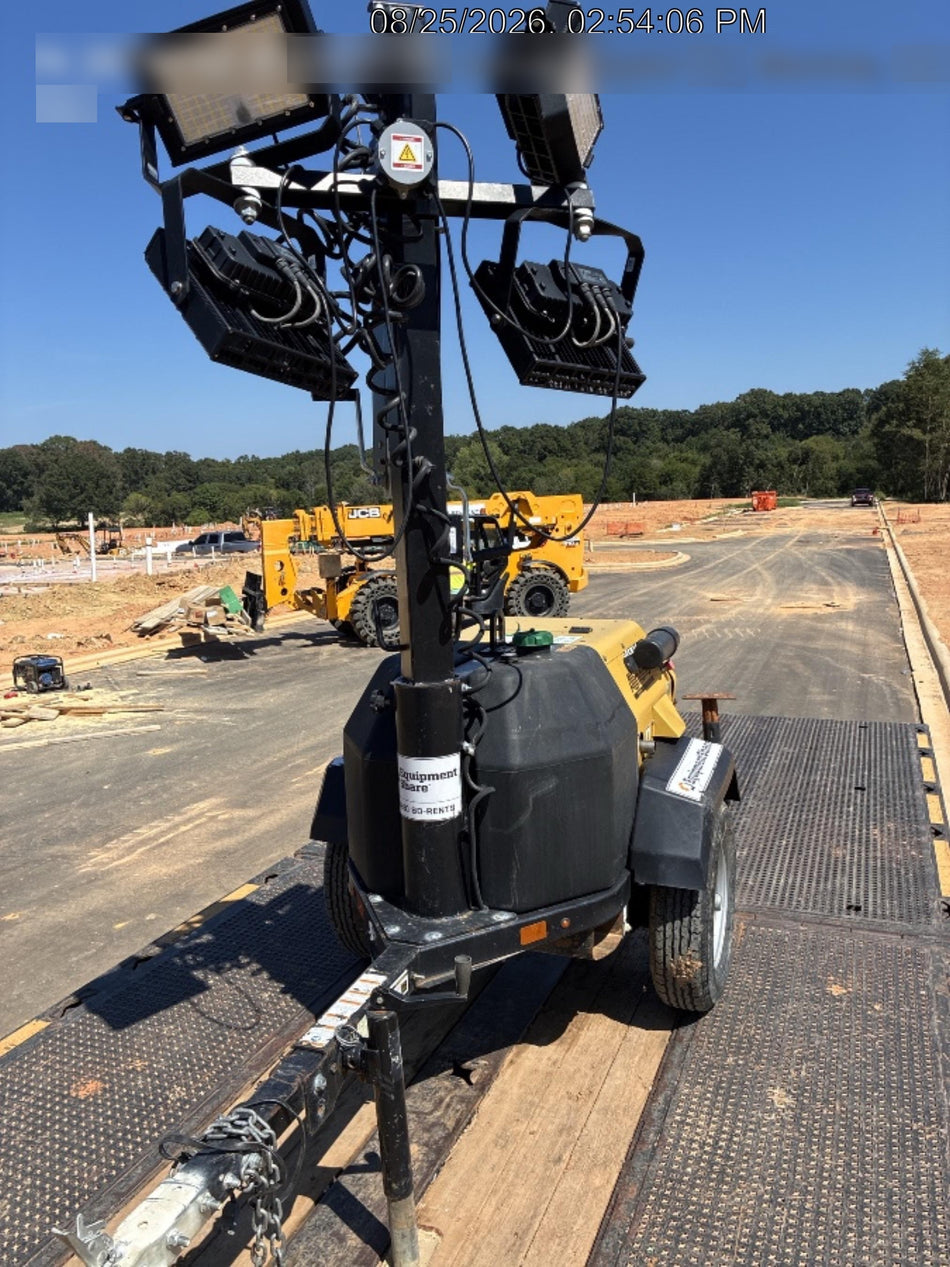 2022 Allmand NLV3GR (4) LED Light Fixture 350W, 23' Vertical Mast, 3kW Prime, Towable, Deep Sea L401, Leveling Jacks, Yanmar T4F 5.8hp