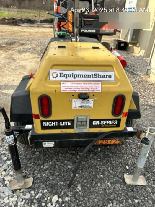 2022 Allmand NLV3GR (4) LED Light Fixture 350W, 23' Vertical Mast, 3kW Prime, Towable, Deep Sea L401, Leveling Jacks, Yanmar T4F 5.8hp