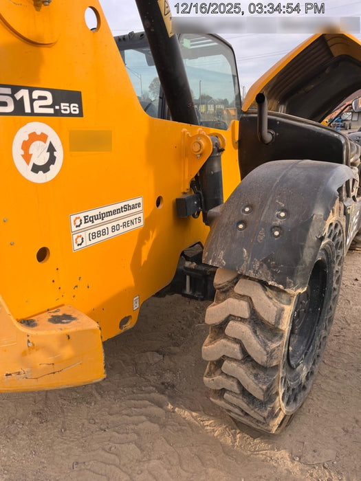 2019 JCB 512-56 Canopy, 109 HP, Solid Tires, STD Worklight, Beacon, Aux Hydraulics, Lifting Eye, Back up Alarm w/66" Carriage/60" Forks
