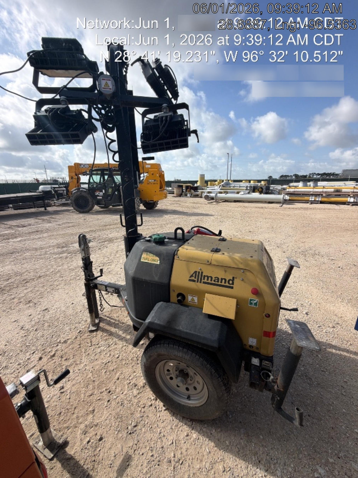 2022 Allmand NLV3GR (4) LED Light Fixture 350W, 23' Vertical Mast, 3kW Prime, Towable, Deep Sea L401, Leveling Jacks, Yanmar T4F 5.8hp