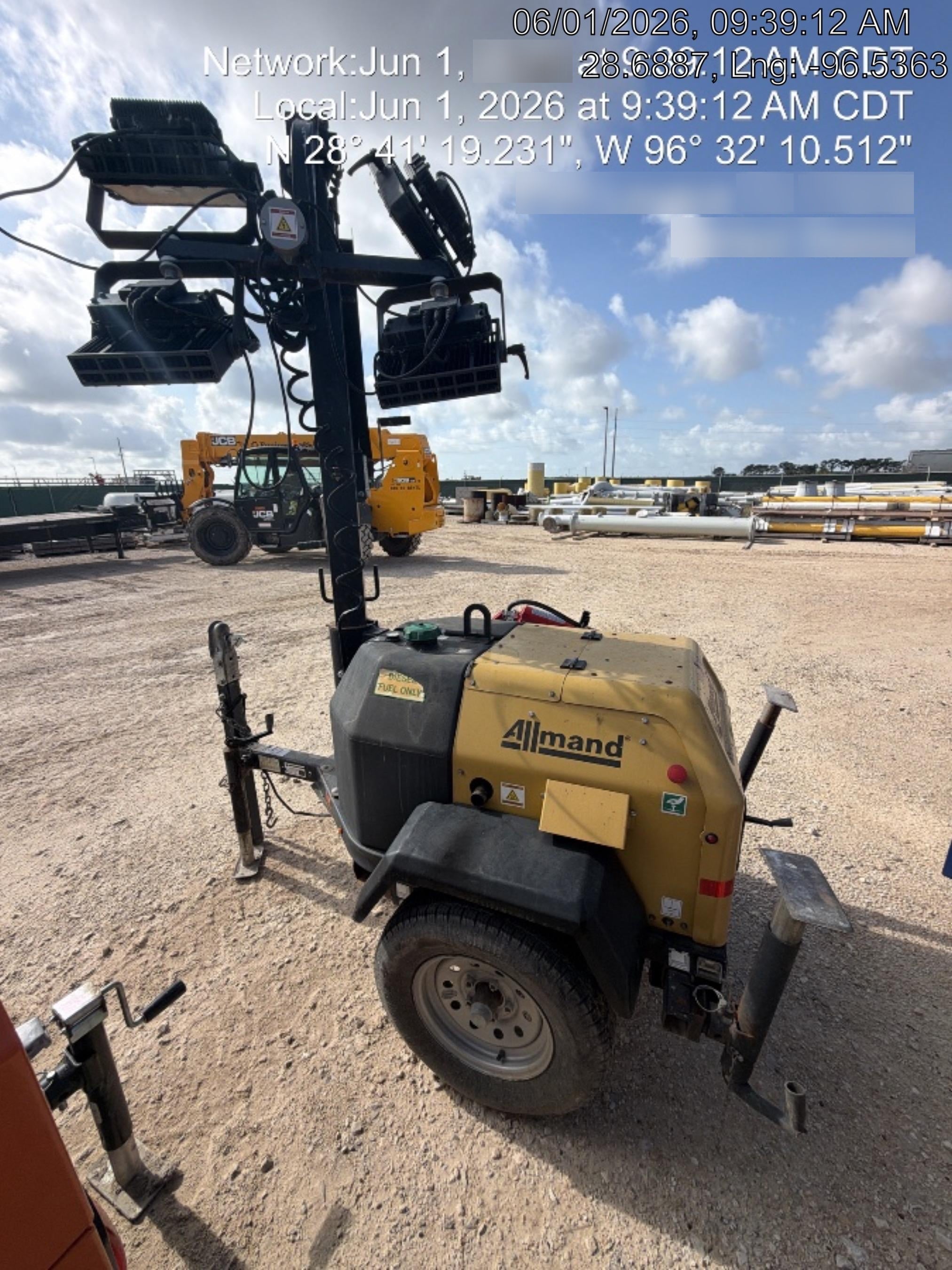 2022 Allmand NLV3GR (4) LED Light Fixture 350W, 23' Vertical Mast, 3kW Prime, Towable, Deep Sea L401, Leveling Jacks, Yanmar T4F 5.8hp