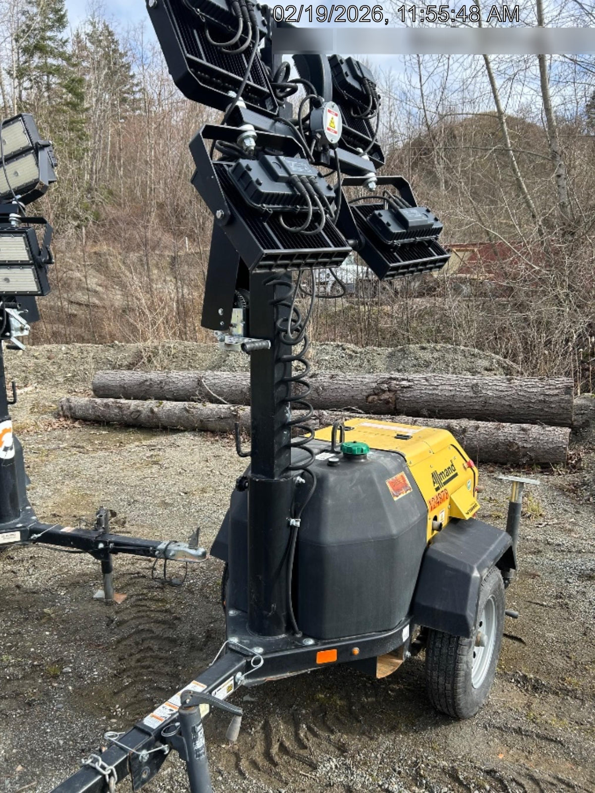 2020 Allmand NLV3GR (4) LED Light Fixture 350W, 23' Vertical Mast, 3kW Prime, Towable, Deep Sea L401, Leveling Jacks, Yanmar T4F 5.8hp