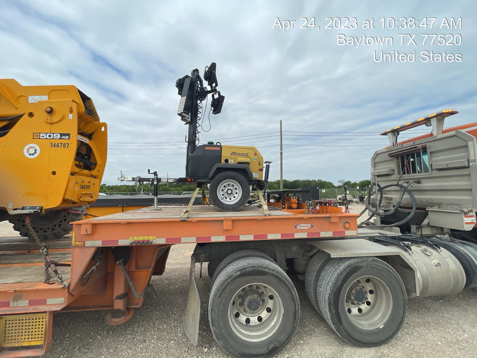 2022 Allmand NLV3GR (4) LED Light Fixture 350W, 23' Vertical Mast, 3kW Prime, Towable, ES Decals, T3