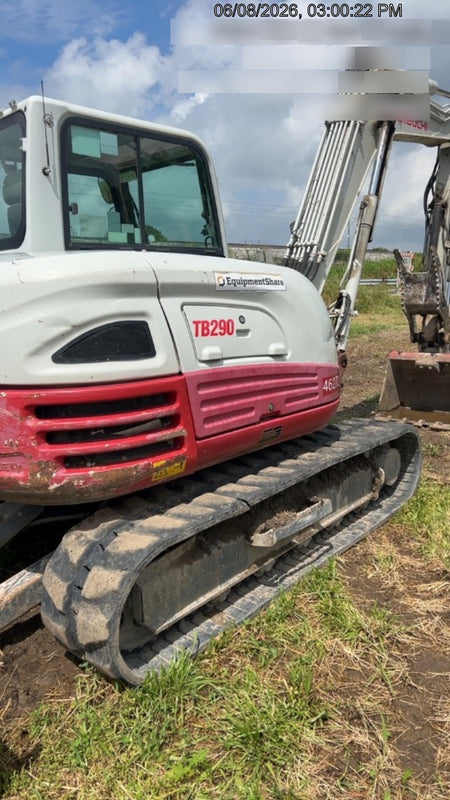 2019 Takeuchi TB290 Cab/Heat/AC Rubber tracks, Dozer blade, Travel alarm, Auxiliary hydraulics w/Manual QC, Hydraulic thumb, 18", 24", and 36" Buckets