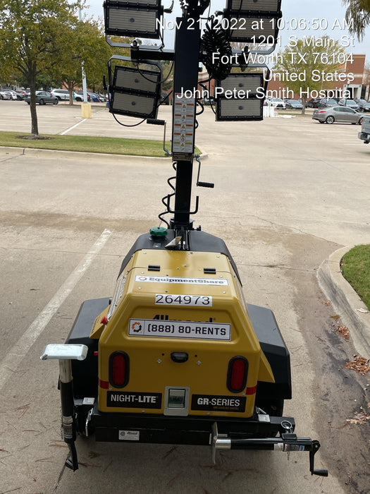 2022 Allmand NLV3GR (4) LED Light Fixture 350W, 23' Vertical Mast, 3kW Prime, Towable, ES Decals, T3