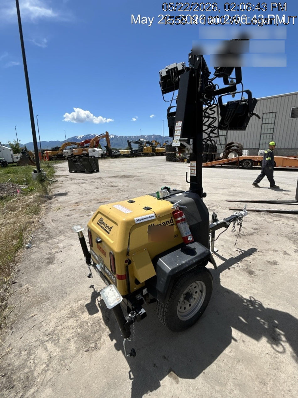 2021 Allmand NLV3GR (4) LED Light Fixture 350W, 23' Vertical Mast, 3kW Prime, Towable, Deep Sea L401, Leveling Jacks, Yanmar T4F 5.8hp