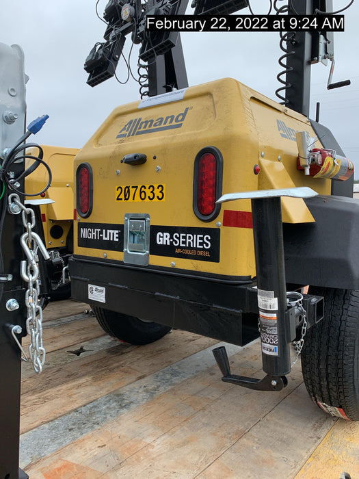 2022 Allmand NLV3GR (4) LED Light Fixture 350W, 23' Vertical Mast, 3kW Prime, Towable, Deep Sea L401, Leveling Jacks, Yanmar T4F 5.8hp